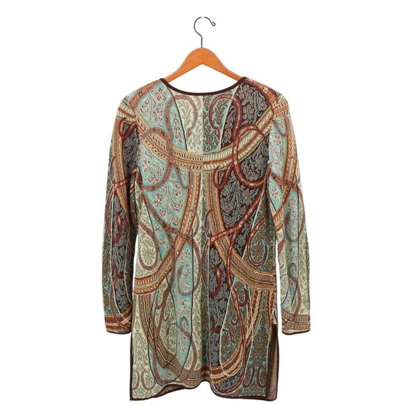 Peruvian Connection Zip Front Paisley Longline Pima Cotton Cardigan Sweater M - Picture 6 of 6